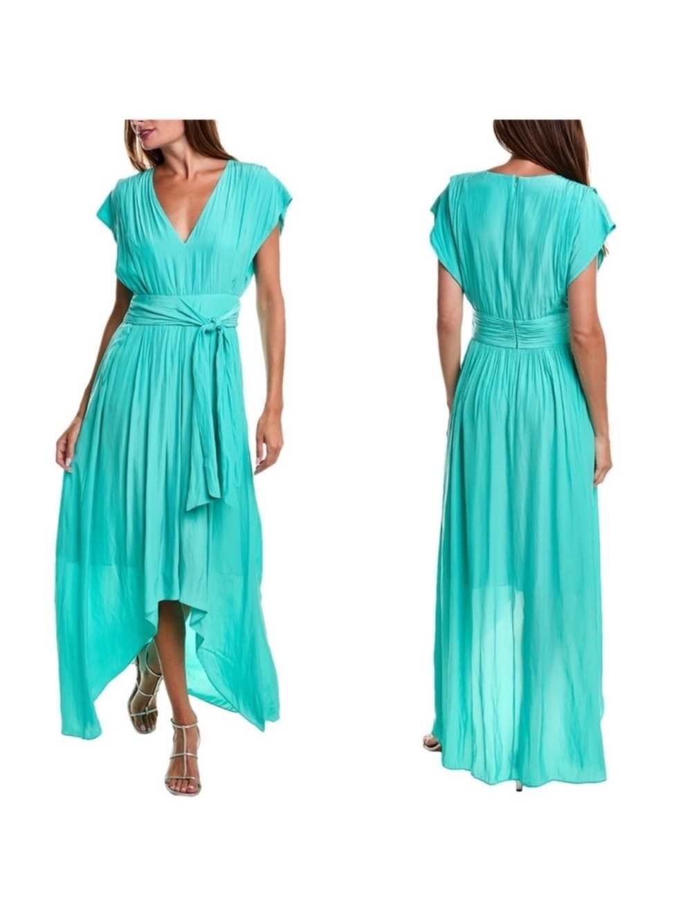 Ramy Brook Rebecca High Low Maxi Dress Women’s Size 8 Teal Turquoise Midi P